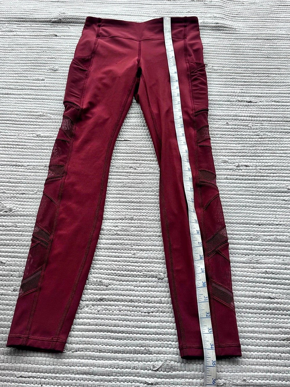 Lululemon Speed Up Tight Mesh 28” Savannah Burgundy Pockets Size 4 - Picture 7 of 14